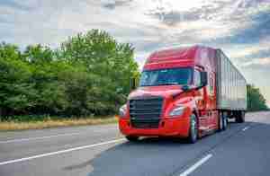 Semi-truck on the I-5 freight corridor in California